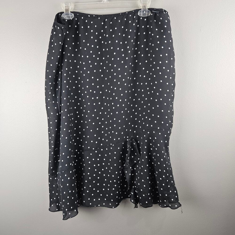 Vintage 90s‎ Vintage Polka Dot Ruffle Midi Skirt Minimalist Grunge Coquette 2X